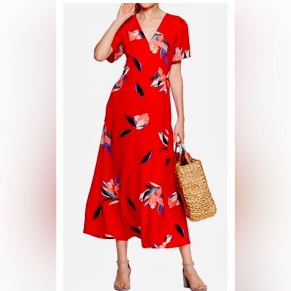 Floral Wrap Maxi Midi Dress w/ Pockets | a new day | M - Picture 2 of 7